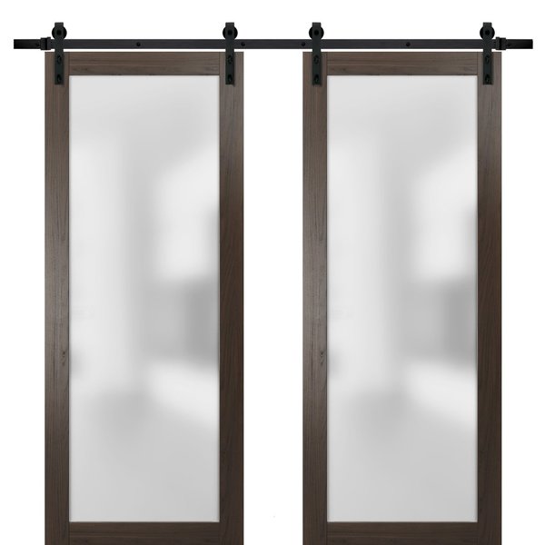 Sartodoors Double Barn Interior Door, 48" x 96", White PLANUM2102DB-CA-6484